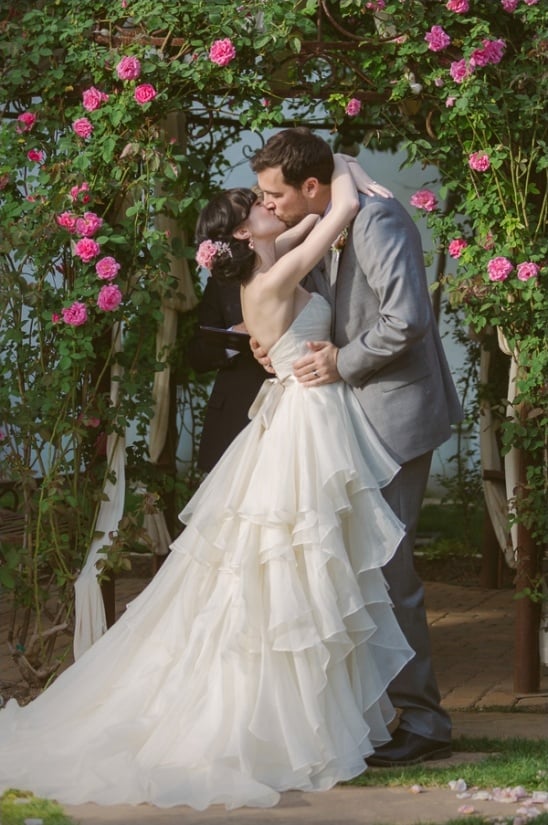 gorgeous ruffled Watters wedding dress