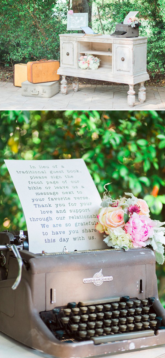 bible guestbook with typewriter instructions