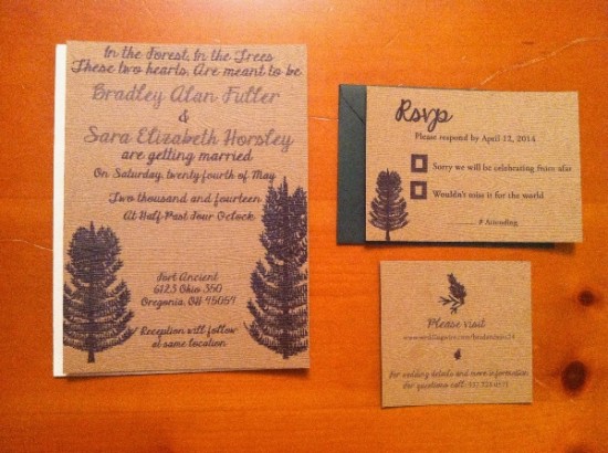 Rustic wedding invitation set with tree design