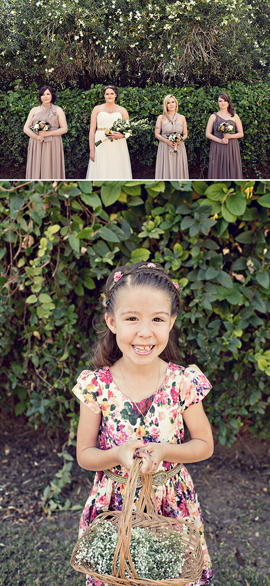 Smiling flower girl at a wedding with basket of flowers