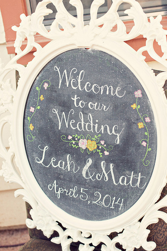Wedding chalkboard welcome sign for Leah and Matt April 5 2014