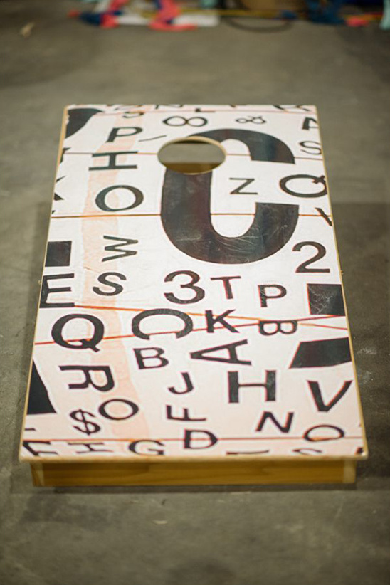 random numbers and letters cornhole board