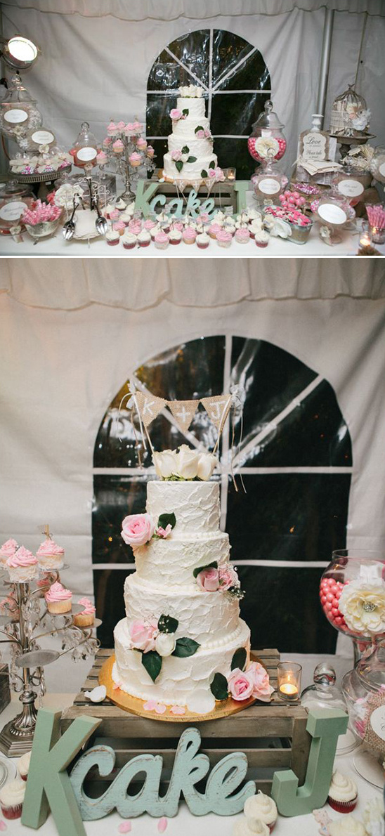 dessert table with gorgeous wedding cake