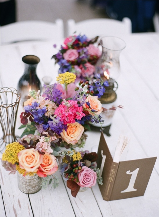 table number book with antique centerpiece elements