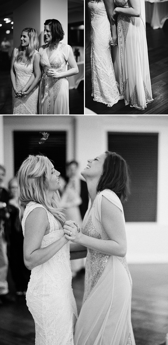 Women joyfully laughing at wedding celebration