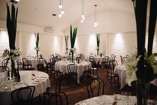 Elegant wedding reception tables with floral decor