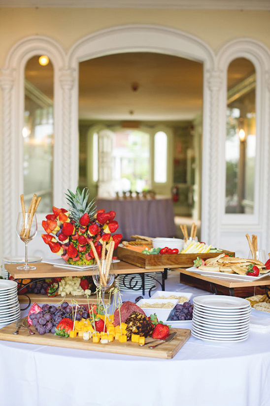 Delicious fruit and cheese appetizer spread at event