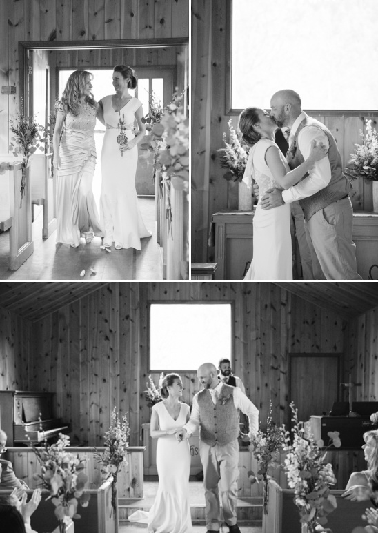 small family sized wedding in rustic chapel