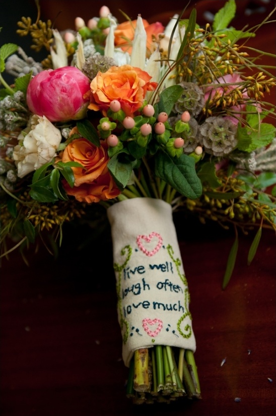 live well laugh often love much embroidered bouquet wrap