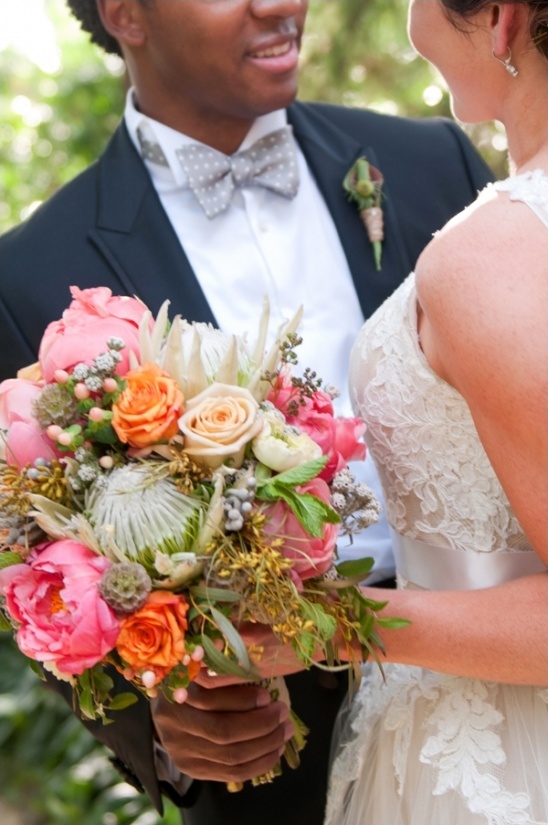 first look and protea bouquet