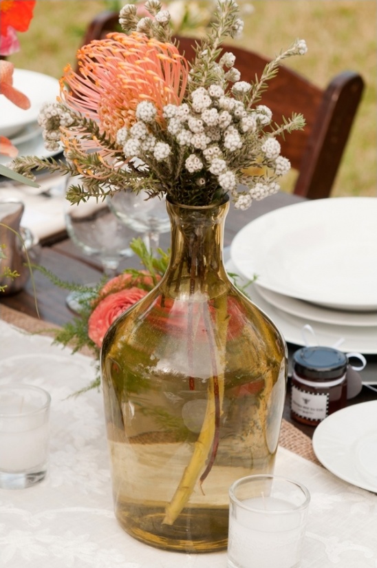 amber glass flower vase
