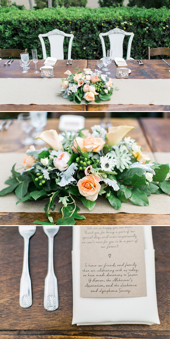 Elegant wedding table setting with floral centerpiece