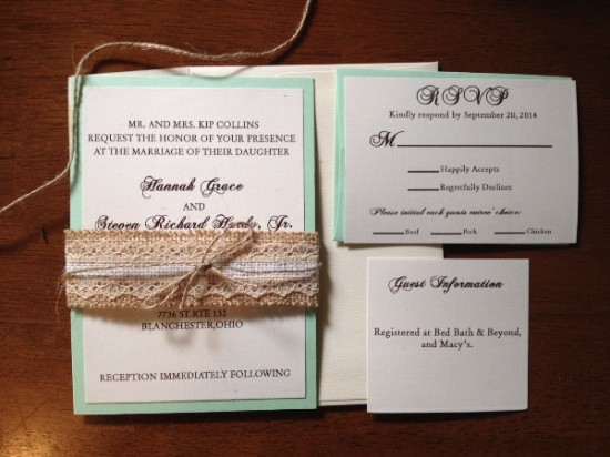 Mint Wedding with Burlap & Lace Belly Band