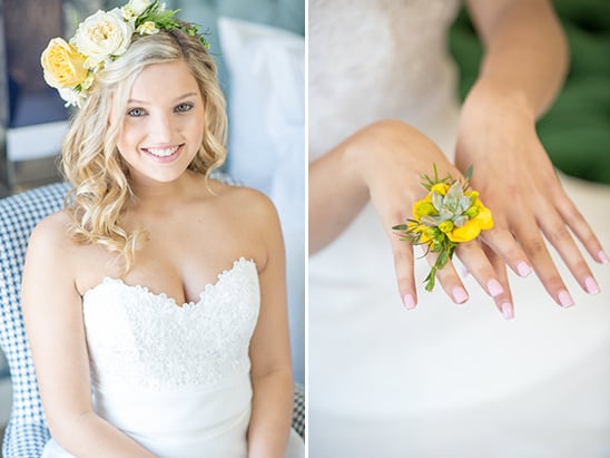 yellow floral bridal accessories