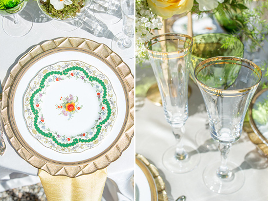 gold accented table settings