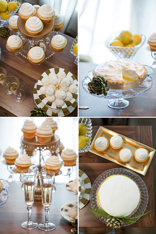 yellow and white wedding desserts