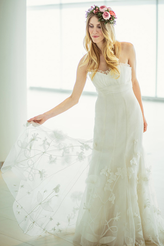 ivory wedding gown with floral detail