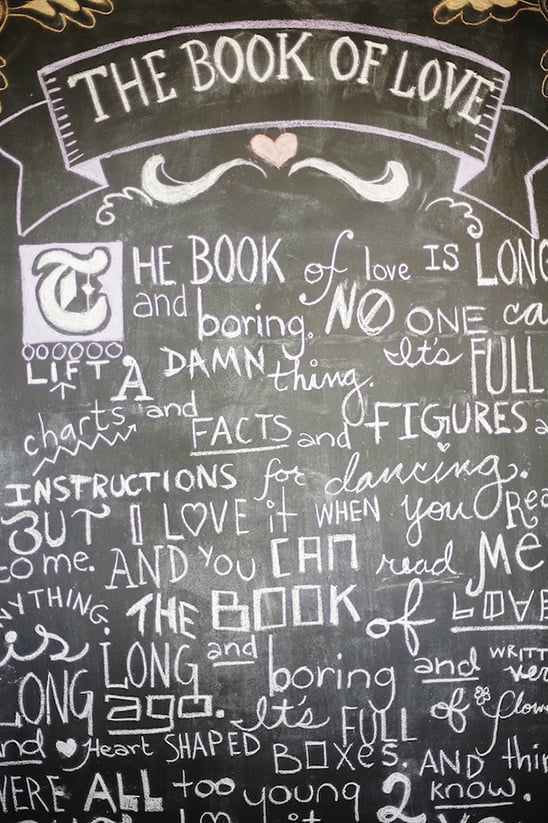 the book of love chalkboard sign