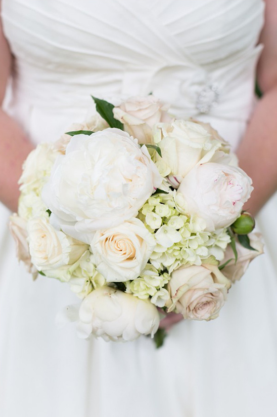 white peony and rose bouquet