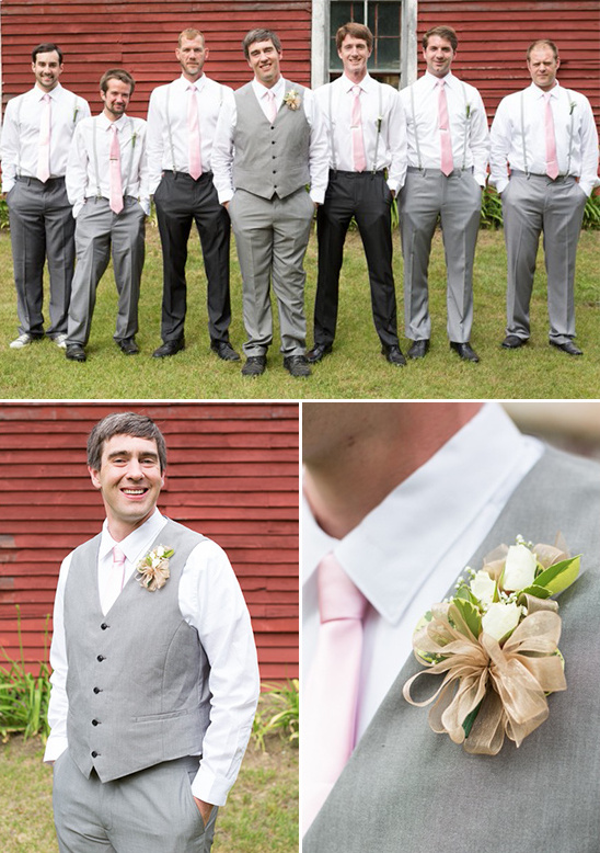 light grey and pink groomsmen attire