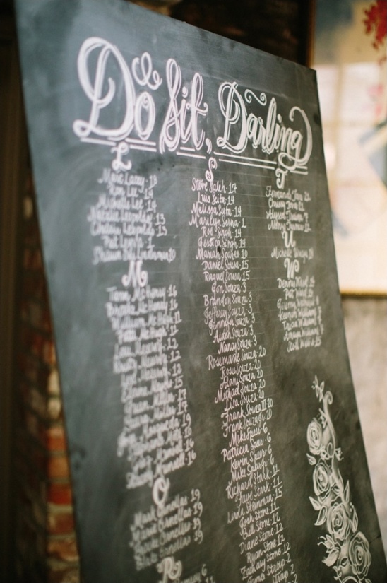 Elegant Do Sit Darling chalkboard wedding guest seating chart