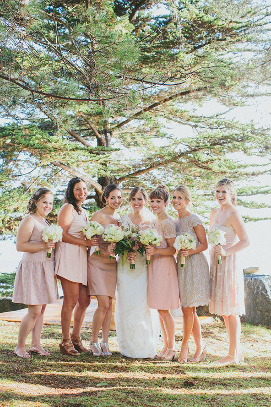 mix and match blush bridesmaids dresses