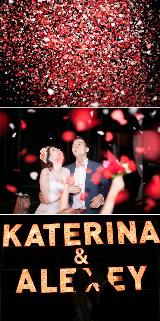 Katerina and Alexey joyful wedding confetti shower