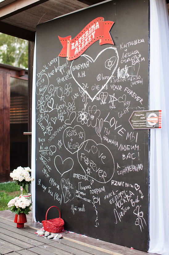 giant chalkboard wedding guestbook idea