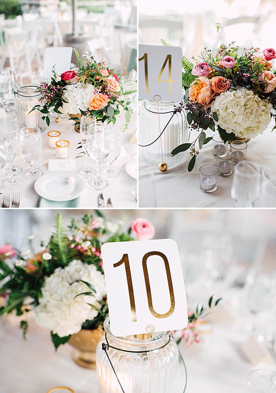Elegant wedding table settings with floral centerpieces