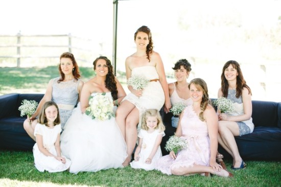 Bride and bridesmaids outdoor wedding photo shoot