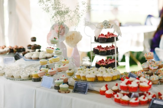 Delicious cupcake assortment on a dessert table