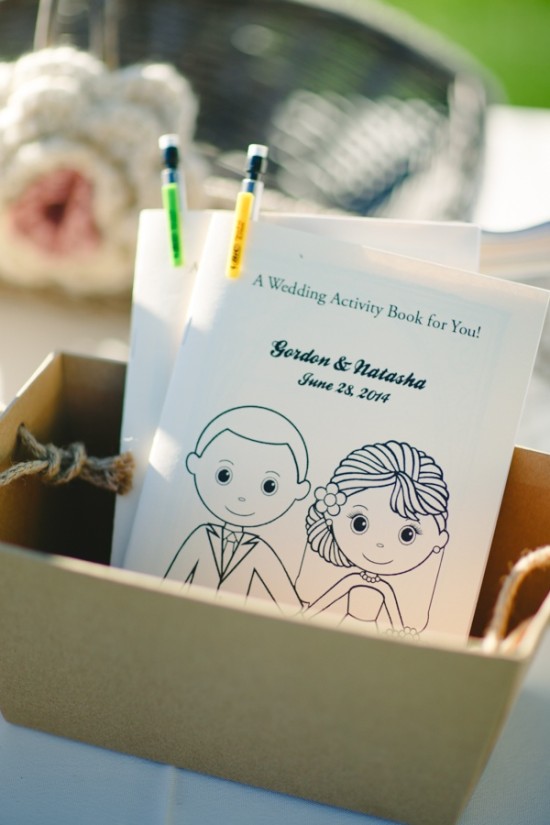 Wedding activity book favor with bride groom drawing