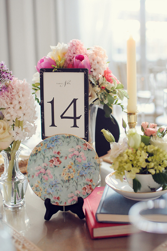 vintage dish and floral centerpieces