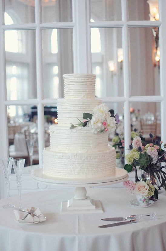 layered white wedding cake