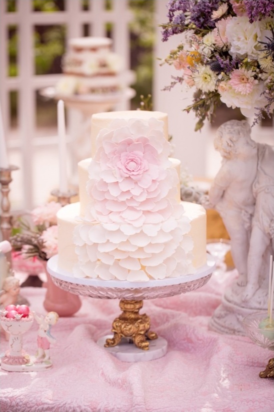pink ombre rose cake