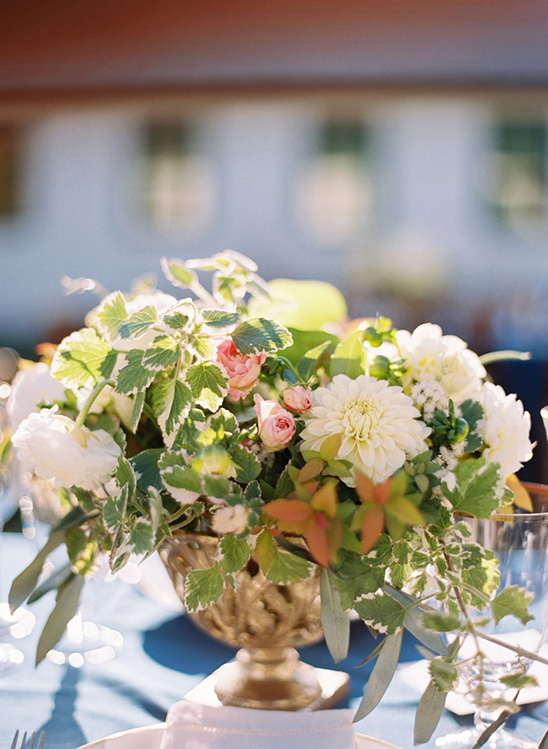 pink white and green floral centerpieces
