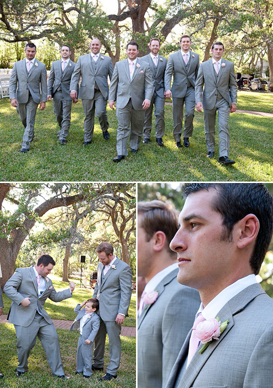 light grey and pink groomsmen attire