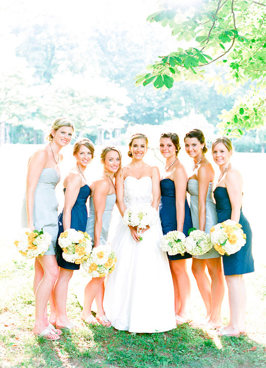 short blue bridesmaids dresses