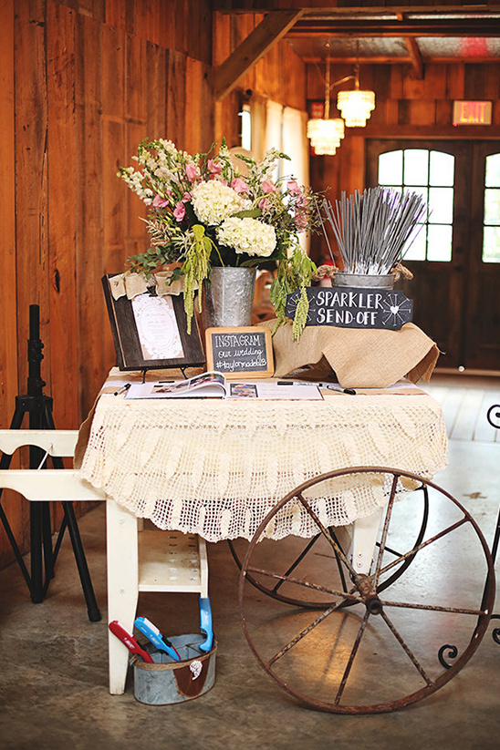 photo guestbook and sparklers table