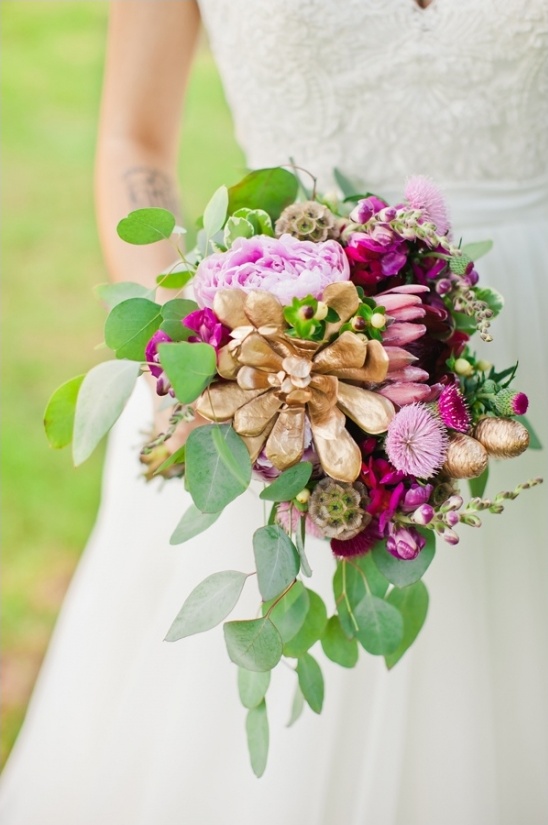 purple and gold bouquet