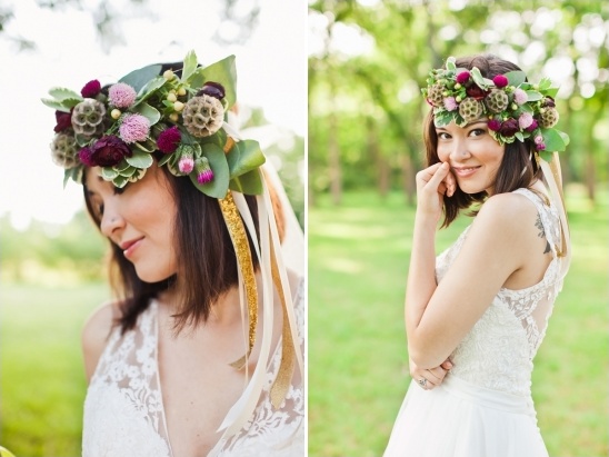 purple and gold floral crown