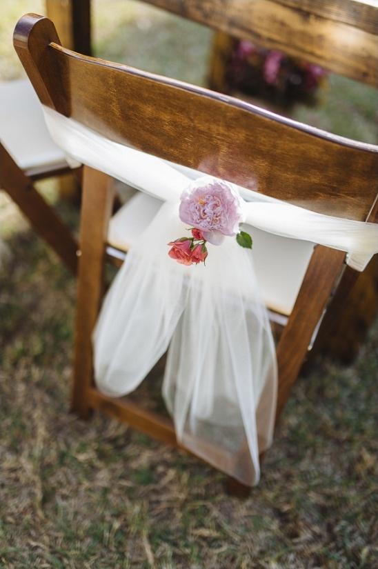 tulle and flower seat decor