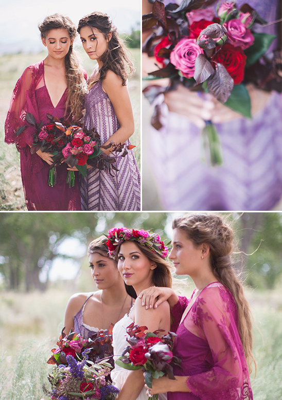 purple and burgandy bridesmaids