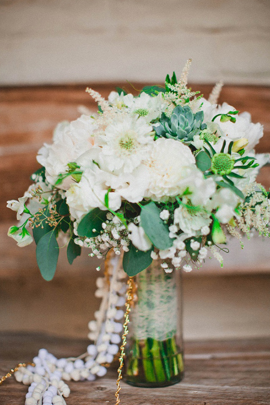 white and green wedding bouquet