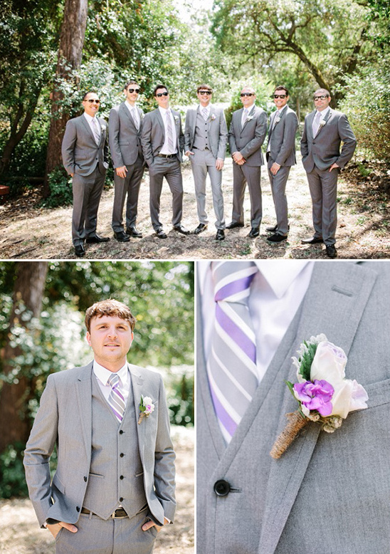 grey and purple groomsmen attire