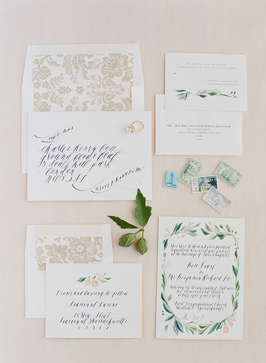 Hand Painted Wedding Invitation Suite By Feast Calligraphy