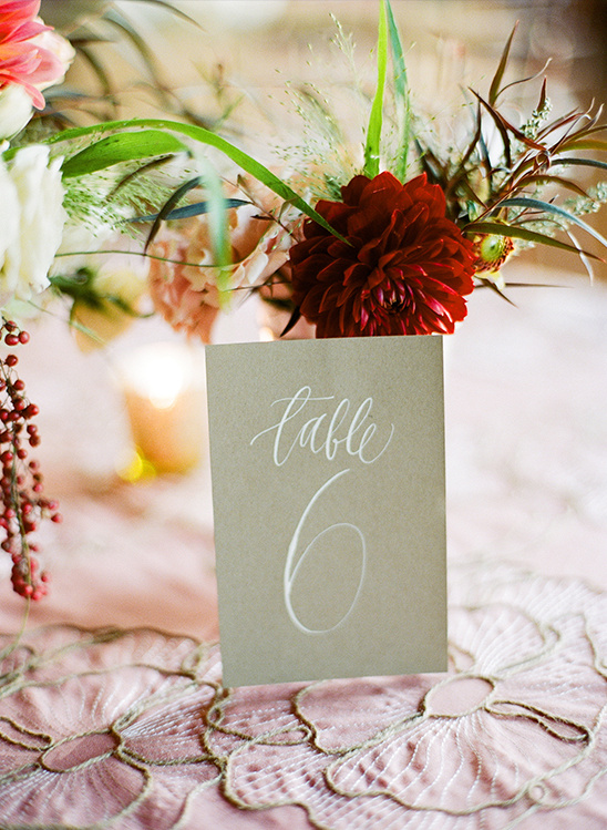 hand painted table numbers by Feast Calligraphy