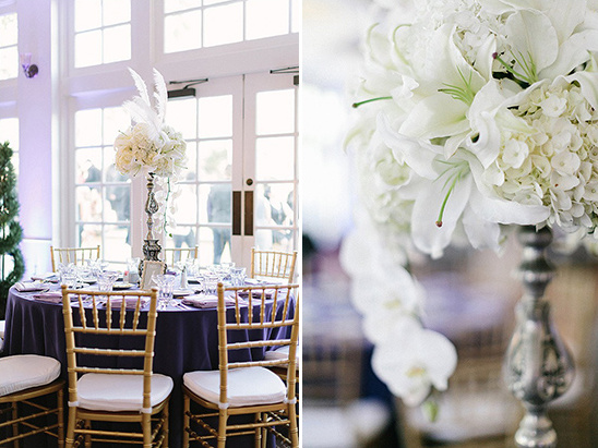 tall floral and feather centerpieces