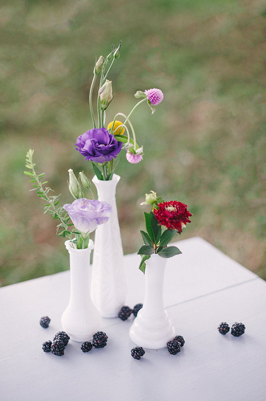 simple milk glass floral arrangement