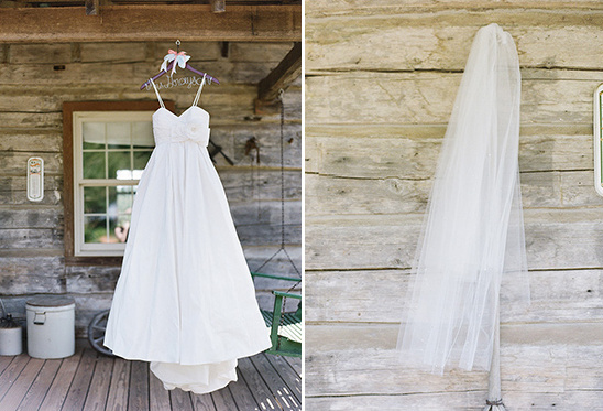wedding gown and veil